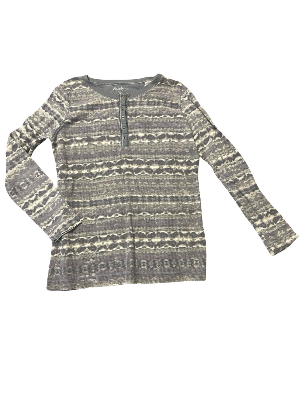 Eddie Bauer Gray Knit Patterned Henley